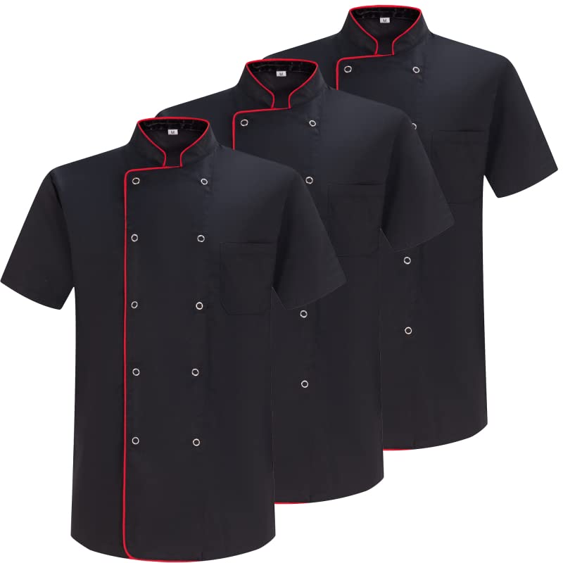 MISEMIYA - Pack 3 Unidades - Chaqueta Cocinero Hombre - Chaqueta de Chef Hombre - Uniforme Hosteleria - 3-6421B - L, Negro 21