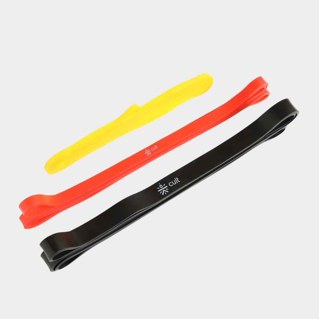 Cult Resistance Band Set of 3 (Yellow 2–7 kg, Red 7–15 kg, Black 11–30 kg) | Stretching, Pull-Ups, Home & Gym Workout Bands for Men & Women