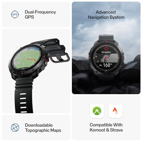 Image of POLAR Grit X2 Pro Premium GPS Smart Sports Watch - Ultimate Outdoor Adventure Watch with Rugged Design, Advanced Navigation, Sports Tracking, and Heart Rate Technology, Night Black