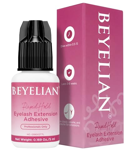 BEYELIAN Lash Extension Glue, 0.5-1 Sec Dry Professional Lash Extension Glue, Extra Strong Eye Lash Extension Glue, Eyelash Extension Glue Extensions Adhesive Professional Use Only, 5ml/0.17fl.oz