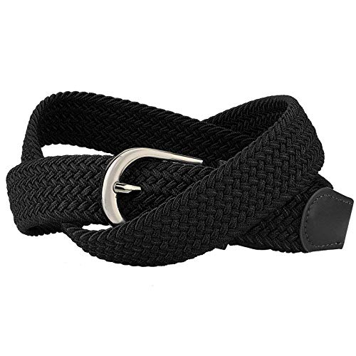 Veteran Stretchable braided cotton belt for women,Men, ladies belt,Black,and Beige, color Combo of 2 pcs(Stretch Belt-021) 1