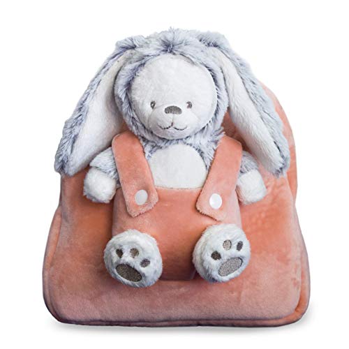 Monsterz Factory Kids Backpack Benji Teddy Bear Bunny Rabbit Toddler Backpack Toy, Removable Plush Toy with Pull Down Hood, Adjustable Straps, Toy Backpack, Preschool Backpack