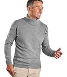 enge Passform Wool Overs Rollkragenpullover aus Merinowolle und Kaschmir für Herren Grau meliert, XL