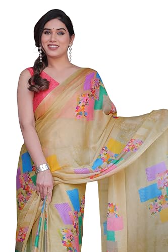 Image of MIRCHI FASHION Saree for Woman Chiffon Floral Printed | Lightweight Comfortable Daily Wear Women's Sari with Unstitched Blouse Piece (Available in 15 Colors)