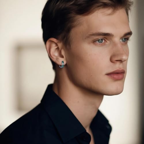 Malachite Hoop Earrnigs Sterling Silver Black Small Malachite Huggie Earrings for Men2