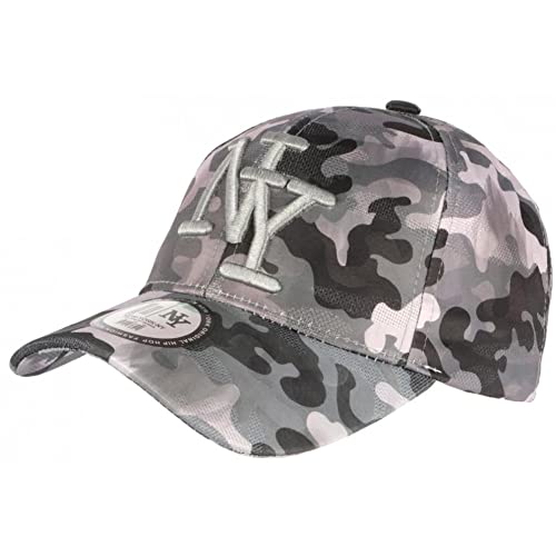 NY Camouflage Cap – Grau-Schwarz Army-Design | Baseballkappe Mit Verstellbarer Lasche | Streetwear Style