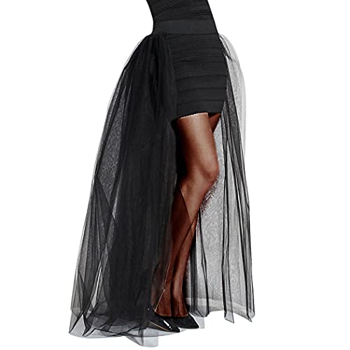 Zoestar Wedding Tulle Skirts Multiplayer Belly Wrap Party Long Over Skirt Performance Detachable Skirt for Women and Girls (B-Black)