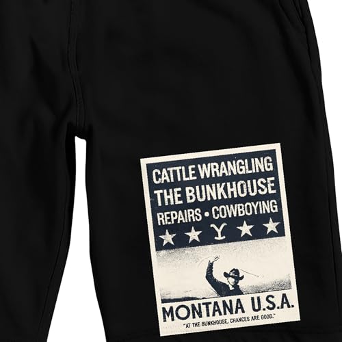 Bioworld Yellowstone Cowboying Poster Men's Black Sleep Pajama Shorts2