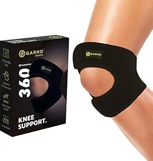 GARNO Knee Brace for Pain Relief by Meniscus Tear, MCL, Arthritis, ACL, Osgood Schlatter, Compression Patellar Tendon Support Strap for Working Out, Running, Weightlifting; Men, Women; (Large Size)