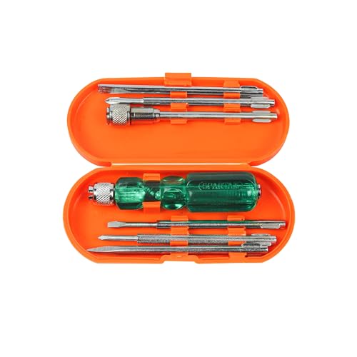 Image of Spartan BS-02-Pro 6-in-1 Pc Screw Driver Kit With Neon Bulb Screwdriver Kit /Screwdriver Set, 2 Flat Blades, 2 Phillips Head, 1 Round Poker Bar, Extension Rod | Multi-purpose Tool Set, Green