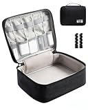 OrgaWise Organizer Cavi da Viaggio Accessori Custodia Cavi Doppio Strato Borsa Porta Cavi per Carry Fotocamera,Ipad e Scheda di Memoria con Set di 2 Linee Dati Protect Set