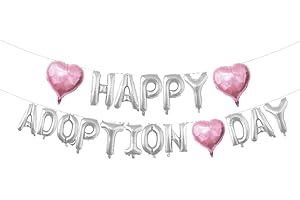 Happy Gotcha Day Banner for Child and Pet Adoption Party Decorations (16 inch, Silver)