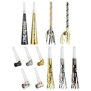 Amscan New Year’s Horns & Blowouts Mega Value Pack | 50 Pcs, One Size, Multicolor