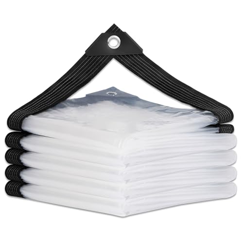 Lona impermeable transparente resistente con ojales, cubierta de lona duradera con cordones, resistente al viento y a la nieve para uso en exteriores, coches, jardines, 3 unidades