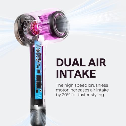Image of Hair Dryer, Wavytalk Turblow Pro Fast Drying Blow Dryer with Diffuser, High Speed Hair Dryer with 110,000 RPM, Pro Negative Ions for Reduces Damage, Frizz Smoothing, 3 Speeds & 3 Temps, Matte Grey