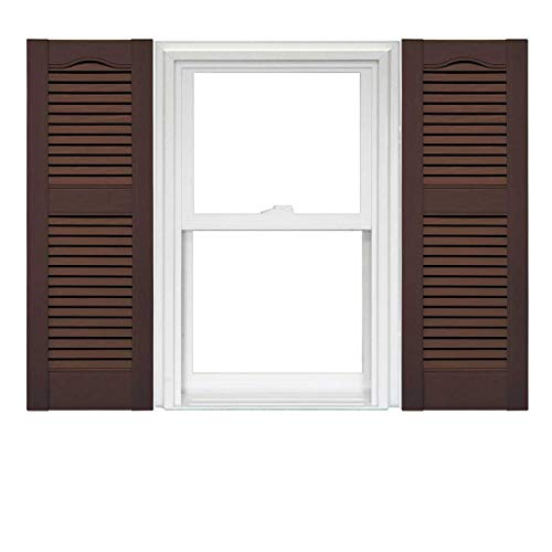 Mid America Open Louver Vinyl Shutters (1 Pair) - 14.5 X 60 009 Federal Brown #TOP5