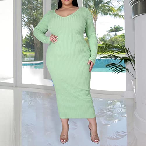 Image of Women's Plus Size Sexy Long Sleeve Maxi Sweater Off Shoulder Knit Dress