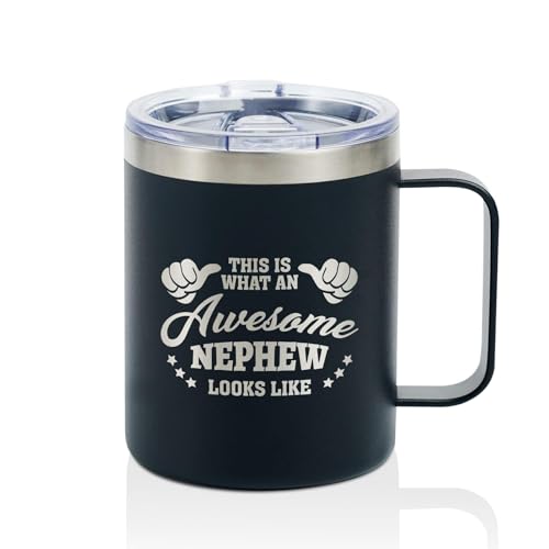 Onebttl Nephew Gifts from Aunt, Uncle, Insulated Stainless Steel Coffee Mug with Lid,...