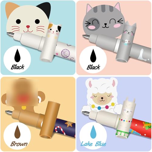 Radierbaren Gelstiften Set + Katze Kawaii 2-in-1 Federmäppchen, mit thermoempfindlicher Löschtinte (Schwarze Katze +16 löschbarer Stift + Lesezeichen)