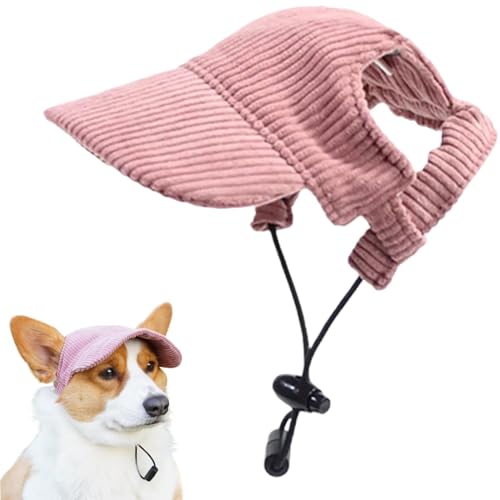BUKYCAT Hund Baseballmütze, Rosa, M - Sommer Sonnenschutz mit Ohrlöchern für Welpen und kleine Hunde