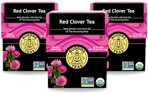 Buddha Teas - Red Clover Flower Tea - Organic Herbal Tea - For Women’s Health - Balance & Boost - Caffeine Free - 100% Kosher & Non-GMO - 18 Tea Bags (Pack of 3)