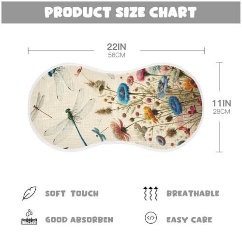 Muslin Burp Cloth for Baby 4PCS Vintage Dragonflies Flowers Super Absorbent Burping Cloths, Bibs for Newborn Boys Girls4
