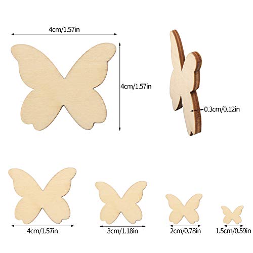 Derayee 100Pcs Unfinished Wooden Butterfly Ornaments, Assorted Size Blank Wood Pieces Cutout For Diy Crafts #TOP1