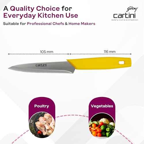 Image of Godrej Cartini Easy Stainless Steel Chopping Knife, Yellow