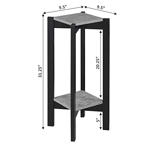 Convenience Concepts Planters & Potts Deluxe Square Plant Stand, Faux Cement / Black #TOP5