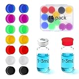 14PCS 3ml Glass Vial Caps, Peptide Caps for 1ml 2ml 3ml 4ml Glass Vials Peptide Storage Protective Vial Covers, Reusable Silicone Peptide Vial Caps Fit Peptide Case for Fridge by DawnBox.