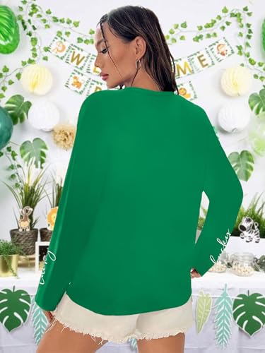 St Patricks Day Shirt Women Retro Lucky Clover Tshirt Irish Shamrock Long Sleeve Graphic Tee Tops(Green4,X-Large) — view 2