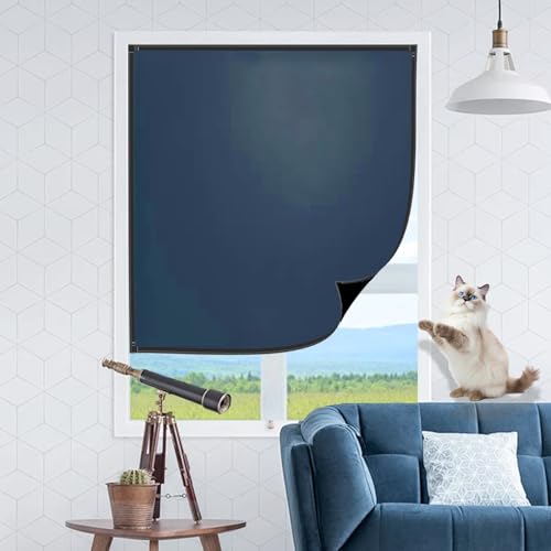 Verdunkelungsrollo Ohne Bohren 30 x 60 cm, Verdunkelung Energiesparend100% Lichtundurchlässig, Abnehmbar Fenster Sichtschutz, Sonnenschutz, mit Klettband für Fenster Türen, Blau