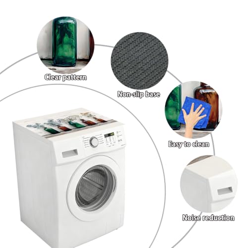 Image of Washer Dryer Top Cover Mat, Non-Slip Laundry Room Decor, Laundry Room Kitchen Appliance Decor Protector Universal 23.6 inchx19.7 inch (Vase 1)