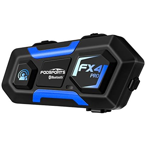 Fodsports FX4 PRO Motorbike Bluetooth Headsets, Motorcycle Intercom 4 People Connection, Motorcycle Helmet Headset with FM, Bluetooth Helmet Intercom with Powerful 850mAh, Universal Pairing Cover