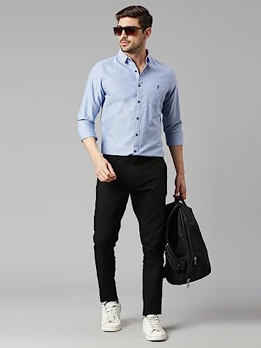 Image of Thomas Scott Men Premium Slim Fit Solid Cotton Twill Full Sleeve Shirt