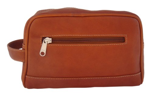 Piel Leather Top Zip Toiletry Kit - Saddle