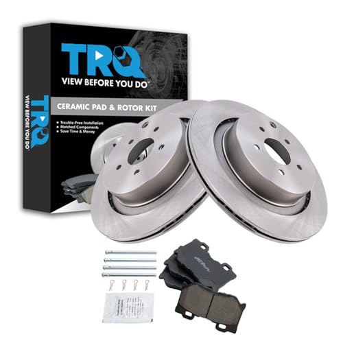 Image of TRQ Rear Brake Pad and Rotor Set Ceramic Compatible with 2009-2013 Infiniti FX50 2011-2013 M37 M56 2014-2019 Q50 2017-2018 Q60 2014-2017 Q70 2015-2019 Q70L 2014 Infiniti QX70