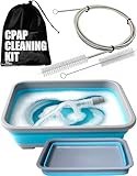 CPAP Cleaning Kit Hose and Mask for CPAP Hanger Dryer with 6.9 ft Thick Wire Brush, Collapsible Wash Basin, Compatible with 22mm and 15mm Hose, Extra Soft Bristles Cleaner CPAP Supplies