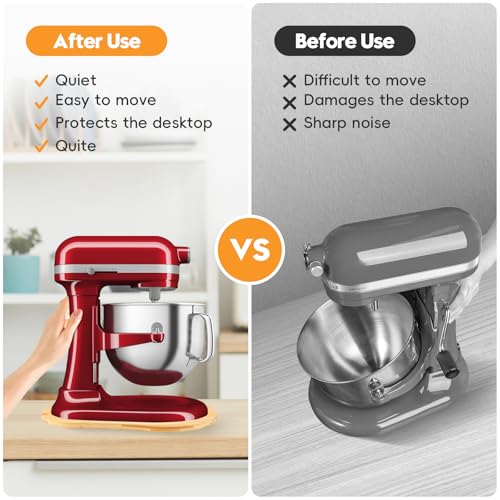 Image of Bamboo Mixer Slider Mat for KitchenAid 5-8 Qt Tilt Head Stand Mixer, Appliance Sliding Mat for Kitchenaid 5-8 Qt Stand Mixer, Kitchen Countertop Storage Accessories Mixer Moving Tray