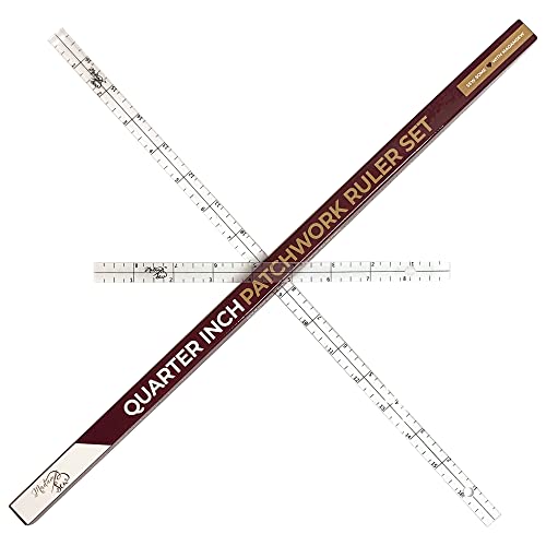 Madam Sew Exclusive | Quarter-Inch Patchwork Sewing Ruler Set | Includes 9 and 17 Quilting Rulers for Precise Marking and Measuring |   and 1 from Each Side | Non-Slip Coating Grips Fabric