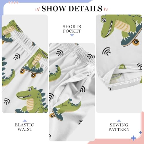 Cartoon Crocodile Pajama Pants Elastic Waist Lounge Pajama Bottoms Long Pj Pants with pockets4