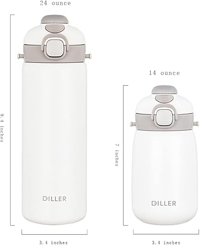 Miniatura 6 de Qengyeen Botellas de agua aisladas de acero inoxidable para niños, botella de agua térmica con popote y correa para niñas y niños, para regalos