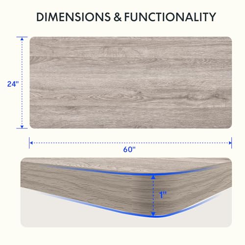 Image of FLEXISPOT EN2 Whole-Piece Standing Desk with Clamp Power Strip, 60 x 24 Electric Stand Up Height Adjustable Desk with Cable Management (White Frame + 60 inch Gray Wood Grain Desktop, 2 Packages)