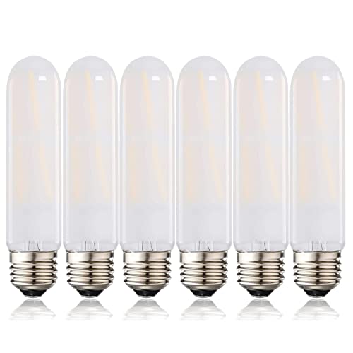 Leools Dimmable Frosted E26 Edison Bulb 8W Equal 75 Watt Light Bulb Ac120V Daylight 4000K Edison Light Bulbs 80 Watt 800Lm Tubular T10 Led Bulb For Rustic Pendant,Chandeliers,Wall Scones,Vanity 6Pack #TOP20