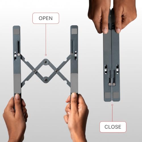 Image of Adjustable Aluminum Laptop Stand, 6-Level Riser (Silver 2) | Foldable Ergonomic Riser, 6-Level Height Adjustable, Portable, 17.3 Inch Laptops