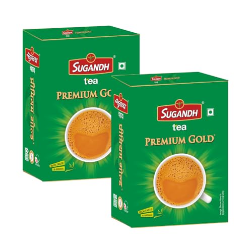 Image of Sugandh Premium Tea | 500GM Box X 2| Pack of 2 | 1KG | CTC Processing | Strong and Rich in Taste | Aromatic Flavor | 100% Natural Ingredients | A Perfect Premium Cup of Tea for Chai Lover