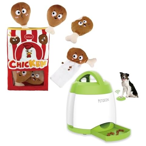 PETGEEK Bundle 2 Items Treat Dispenser Dog Toys & Gigwi Interactive Dog Puzzle Toys, Enrichment Snuffle Dog Toys 4 Pack Cover