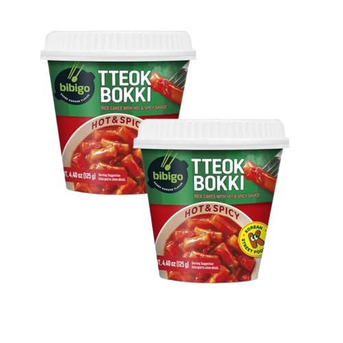 YIJIA | Tteokbokki Cup Hot & Spicy | Bibigo | Pack de 2 x 125g - Disfruta de la Comida Callejera Coreana en Minutos