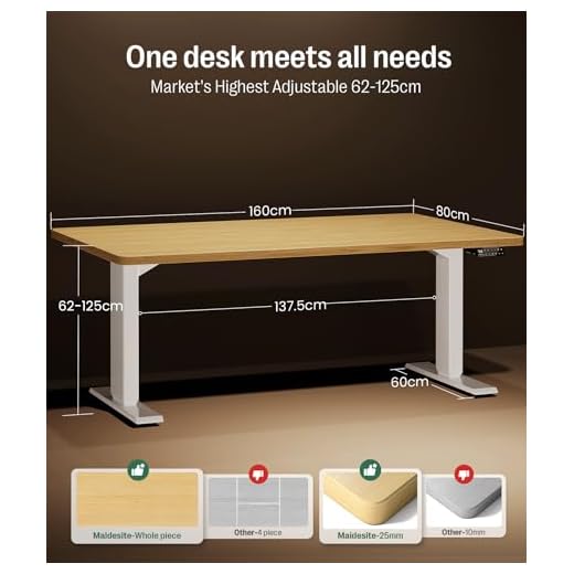 MAIDeSITe Höhenverstellbarer Schreibtisch 160x80cm