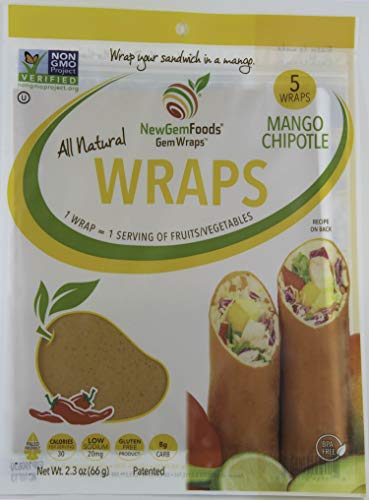 NewGem Foods GemWraps Mango Chipotle Wraps Sandwich (5 Wrap Pack) 1 paquete